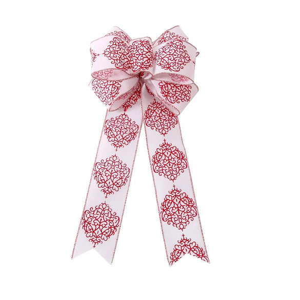 Wholesale Cloth Machinemade Christmas Tree Decoration Pendant With Maple Leaf And Snowflake Shaped Ribbon Bow For Wall And Door Hanging