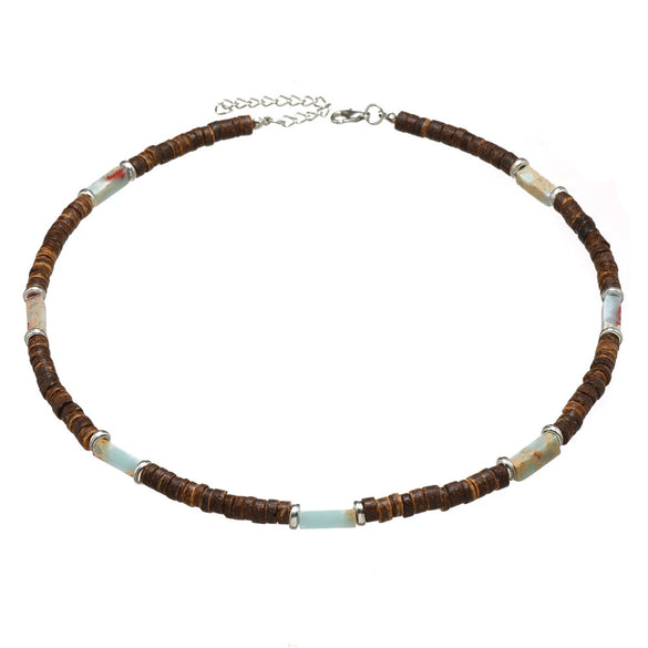Wholesale Coconut Shell Beaded Necklace Handmade With Geometric Letters Numbers Text Design For Unisex