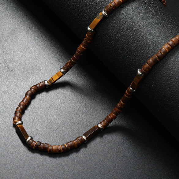 Wholesale Coconut Shell Beaded Necklace Handmade With Geometric Letters Numbers Text Design For Unisex