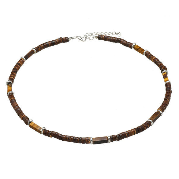 Wholesale Coconut Shell Beaded Necklace Handmade With Geometric Letters Numbers Text Design For Unisex