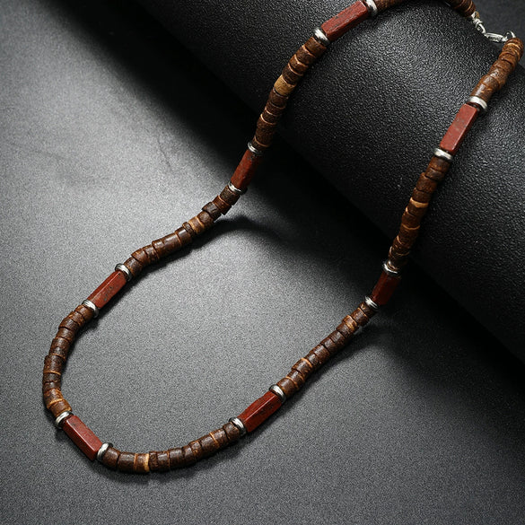 Wholesale Coconut Shell Beaded Necklace Handmade With Geometric Letters Numbers Text Design For Unisex