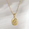 Wholesale Coffee Bean Clavicle Necklace Copper Goldplated Geometric Style O Word Chain
