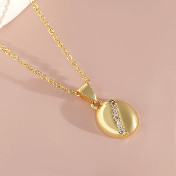 Wholesale Coffee Bean Clavicle Necklace Copper Goldplated Geometric Style O Word Chain