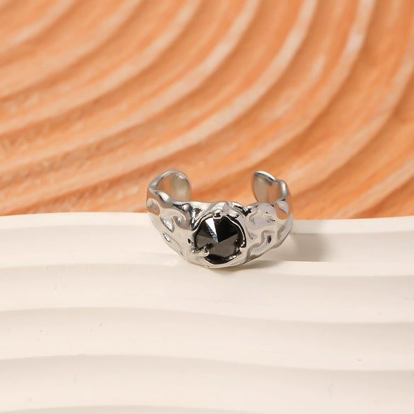 Wholesale Cold Style Light Luxury Titanium Steel 18K Gold Plated Ring For Women With Geometric Design And Electroplating Process Inlaid With Zircon