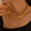 Wholesale Collar Necklace 316L Stainless Steel Geometric Punk Style 18K Gold Plated