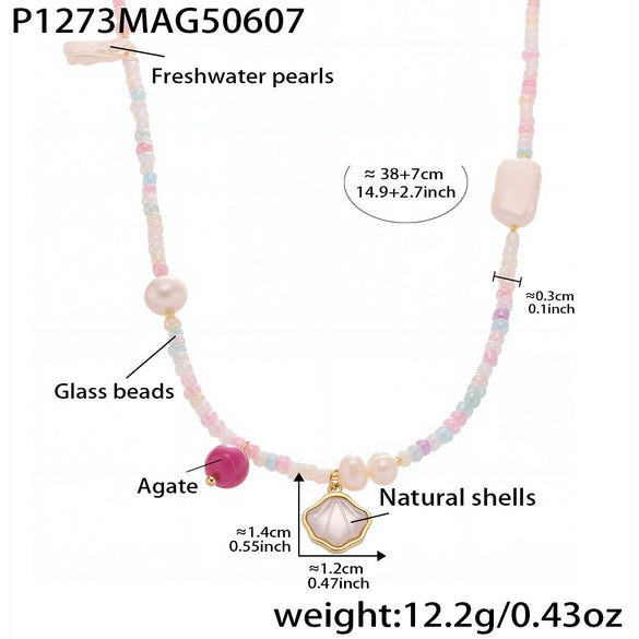 Wholesale Collarbone Necklace Handmade With Oil Drop Flower Agate Beads 316L Stainless Steel And 316L Stainless Steel Geometric Pattern Electroplated For Women