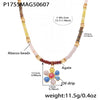 Wholesale Collarbone Necklace Handmade With Oil Drop Flower Agate Beads 316L Stainless Steel And 316L Stainless Steel Geometric Pattern Electroplated For Women