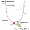 Wholesale Collarbone Necklace Handmade With Oil Drop Flower Agate Beads 316L Stainless Steel And 316L Stainless Steel Geometric Pattern Electroplated For Women