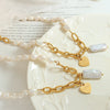 Wholesale Collarbone Necklace 316L Stainless Steel Heartshaped Geometric Freshwater Pearl Electroplated