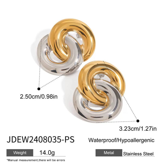 Wholesale Color Matching Titanium Steel Geometric Earrings With Electroplating For Women