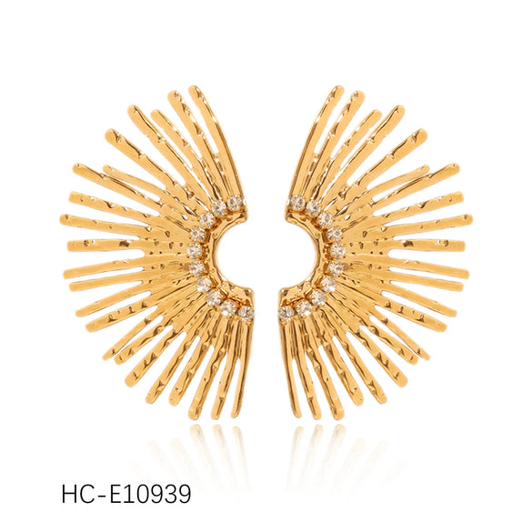 Wholesale Colorblocked Electroplated Geometric Stainless Steel Fanshaped Earrings For Women