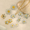 Wholesale Colorblocked Flower Geometric Stainless Steel Earrings Plated With 18K Gold