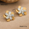 Wholesale Colorblocked Flower Geometric Stainless Steel Earrings Plated With 18K Gold
