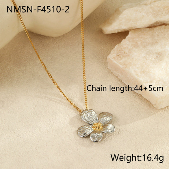 Wholesale Colorblocked Flower Geometric Stainless Steel Earrings Plated With 18K Gold