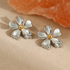 Wholesale Colorblocked Flower Geometric Stainless Steel Earrings Plated With 18K Gold