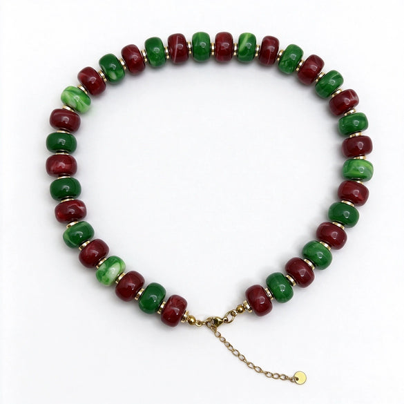 Wholesale Colorful Acrylic Beaded Necklace With Stainless Steel Geometric Pendant Handmade Ushape Festival Jewelry For Men