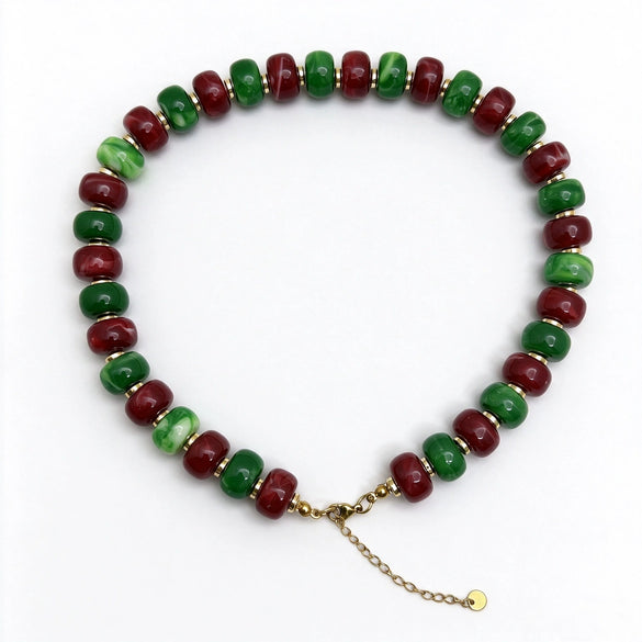 Wholesale Colorful Acrylic Beaded Necklace With Stainless Steel Geometric Pendant Handmade Ushape Festival Jewelry For Men