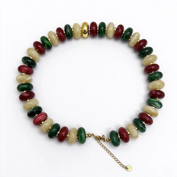 Wholesale Colorful Acrylic Beaded Necklace With Stainless Steel Geometric Pendant Handmade Ushape Festival Jewelry For Men