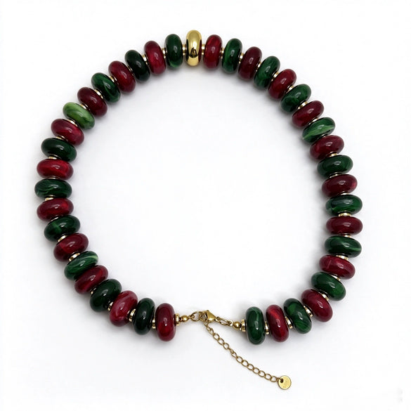Wholesale Colorful Acrylic Beaded Necklace With Stainless Steel Geometric Pendant Handmade Ushape Festival Jewelry For Men
