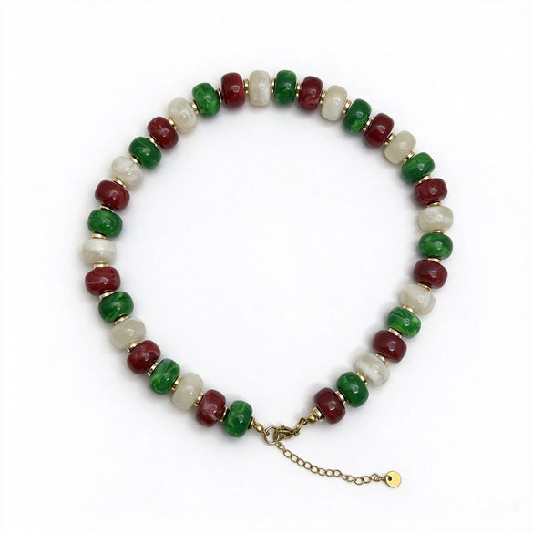 Wholesale Colorful Acrylic Beaded Necklace With Stainless Steel Geometric Pendant Handmade Ushape Festival Jewelry For Men