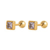 Wholesale Colorful Birthstone Earrings And Necklace Set For Women Made Of Titanium Steel And Stainless Steel With Geometric Shape And Diamond Setting