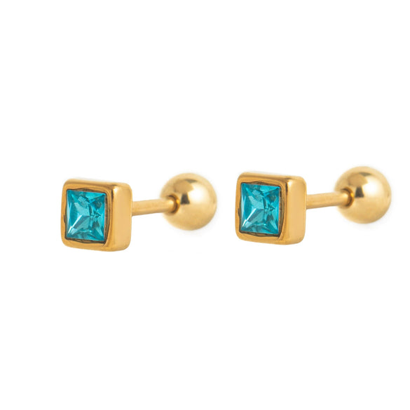 Wholesale Colorful Birthstone Earrings And Necklace Set For Women Made Of Titanium Steel And Stainless Steel With Geometric Shape And Diamond Setting