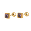Wholesale Colorful Birthstone Earrings And Necklace Set For Women Made Of Titanium Steel And Stainless Steel With Geometric Shape And Diamond Setting