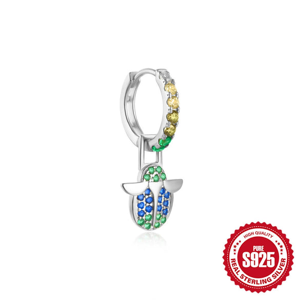 Wholesale Colorful Detachable S925 Sterling Silver Earrings With Elephant Snake Lightning And Flower Shapes And Flower Pattern