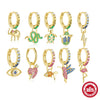 Wholesale Colorful Detachable S925 Sterling Silver Earrings With Elephant Snake Lightning And Flower Shapes And Flower Pattern
