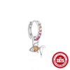 Wholesale Colorful Detachable S925 Sterling Silver Earrings With Elephant Snake Lightning And Flower Shapes And Flower Pattern