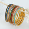 Wholesale Colorful Elastic Zircon Geometric Titanium Steel 18K Gold Electroplated Nonfading Women's Bracelet