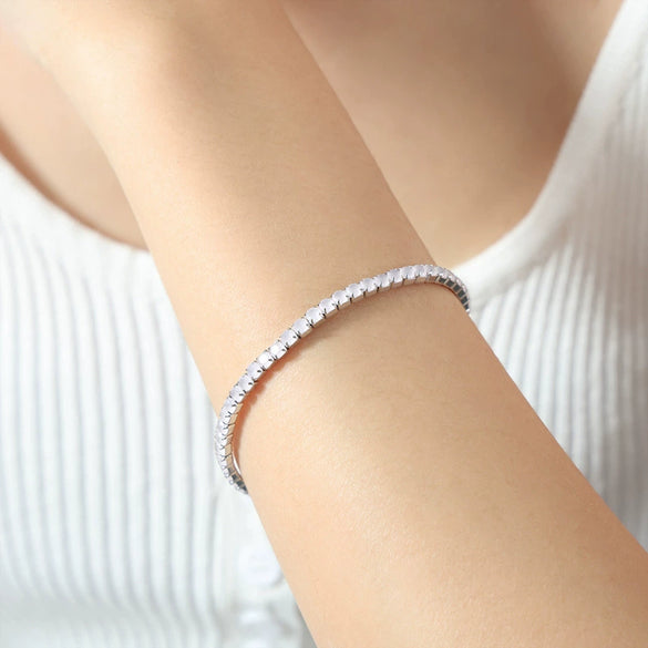 Wholesale Colorful Elastic Zircon Geometric Titanium Steel 18K Gold Electroplated Nonfading Women's Bracelet