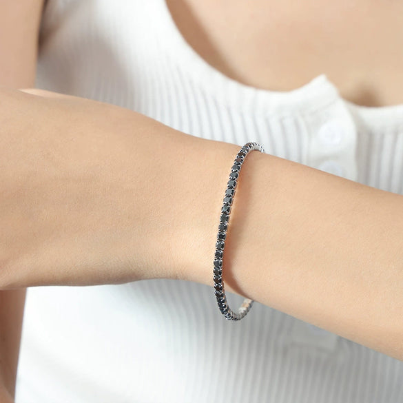 Wholesale Colorful Elastic Zircon Geometric Titanium Steel 18K Gold Electroplated Nonfading Women's Bracelet