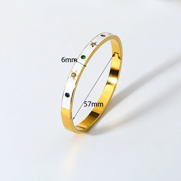 Wholesale Colorful Enamel Geometric Star Dripping Oil Stainless Steel Goldplated Waterproof Bracelet For Women