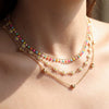 Wholesale Colorful Flower Star Fairy Style Electroplated Cross Chain Necklace For Women