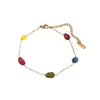 Wholesale Colorful Geometric Beaded Stainless Steel Necklace And Bracelet Electroplated 18K Gold For Women Light Luxury Style