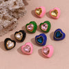 Wholesale Colorful Heart Drop Oil Stud Earrings For Women Stainless Steel 18K Gold Plated