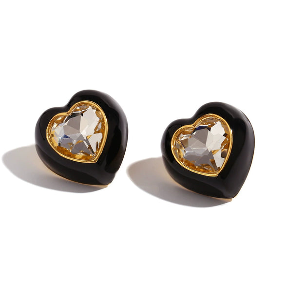 Wholesale Colorful Heart Drop Oil Stud Earrings For Women Stainless Steel 18K Gold Plated