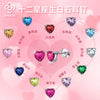 Wholesale Colorful Heartshaped Zircon Earrings With Twelve Constellations Birthstone Silver Electroplated