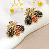 Wholesale Colorful Oil Dripping Bee Stainless Steel Insect Pattern Earrings For Women