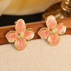 Wholesale Colorful Oil Dripping Plumeria Stainless Steel Jewelry Set With Dopamine Flower Earrings And Necklace Featuring Snake Bone Chain And Dripping Oil Design For Women
