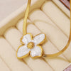 Wholesale Colorful Oil Dripping Plumeria Stainless Steel Jewelry Set With Dopamine Flower Earrings And Necklace Featuring Snake Bone Chain And Dripping Oil Design For Women