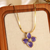 Wholesale Colorful Oil Dripping Plumeria Stainless Steel Jewelry Set With Dopamine Flower Earrings And Necklace Featuring Snake Bone Chain And Dripping Oil Design For Women