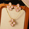 Wholesale Colorful Oil Dripping Plumeria Stainless Steel Jewelry Set With Dopamine Flower Earrings And Necklace Featuring Snake Bone Chain And Dripping Oil Design For Women