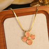 Wholesale Colorful Oil Dripping Plumeria Stainless Steel Jewelry Set With Dopamine Flower Earrings And Necklace Featuring Snake Bone Chain And Dripping Oil Design For Women