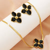 Wholesale Colorful Oil Dripping Plumeria Stainless Steel Jewelry Set With Dopamine Flower Earrings And Necklace Featuring Snake Bone Chain And Dripping Oil Design For Women