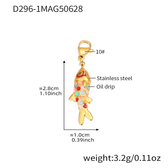 Wholesale Colorful Oildropped Koi Fish Beaded Stainless Steel Necklace Earrings With Electroplating Ocean Style Pendant