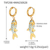 Wholesale Colorful Oildropped Koi Fish Beaded Stainless Steel Necklace Earrings With Electroplating Ocean Style Pendant