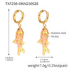Wholesale Colorful Oildropped Koi Fish Beaded Stainless Steel Necklace Earrings With Electroplating Ocean Style Pendant