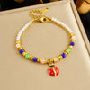 Wholesale Colorful Plastic Faceted Beaded Chain Rope Chain Electroplated Stainless Steel Cartoon Animals Zodiac Pendant Bracelet For Women